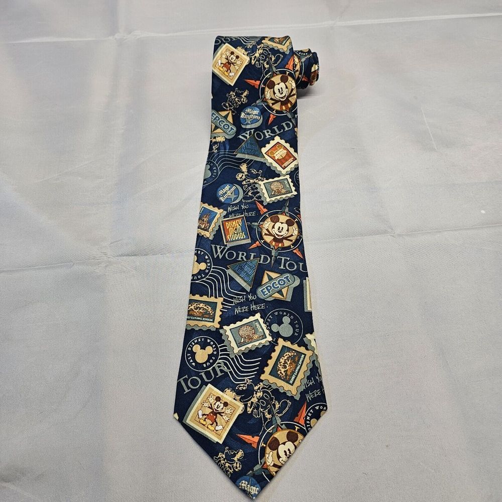 Walt Disney World Vintage World Tour 100% Silk Tie 56x3.5‎